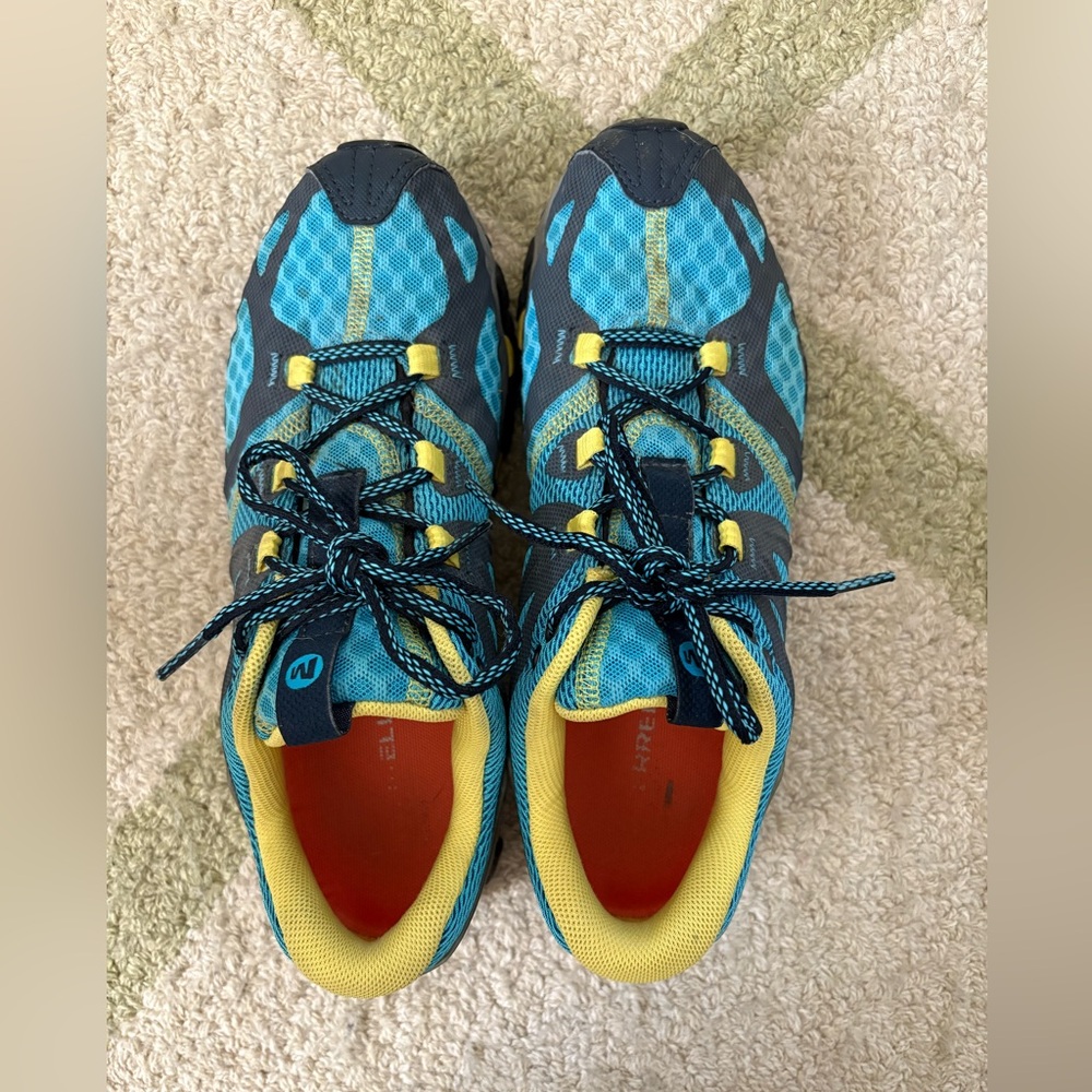 Merrell Women's Grassbow Air Trail Running Shoes SZ 8 Blue Navy Hiking J24372